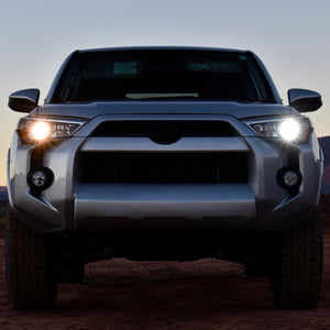 Toyota 4Runner comparison between stock halogen low beam and new LED low beam bulb